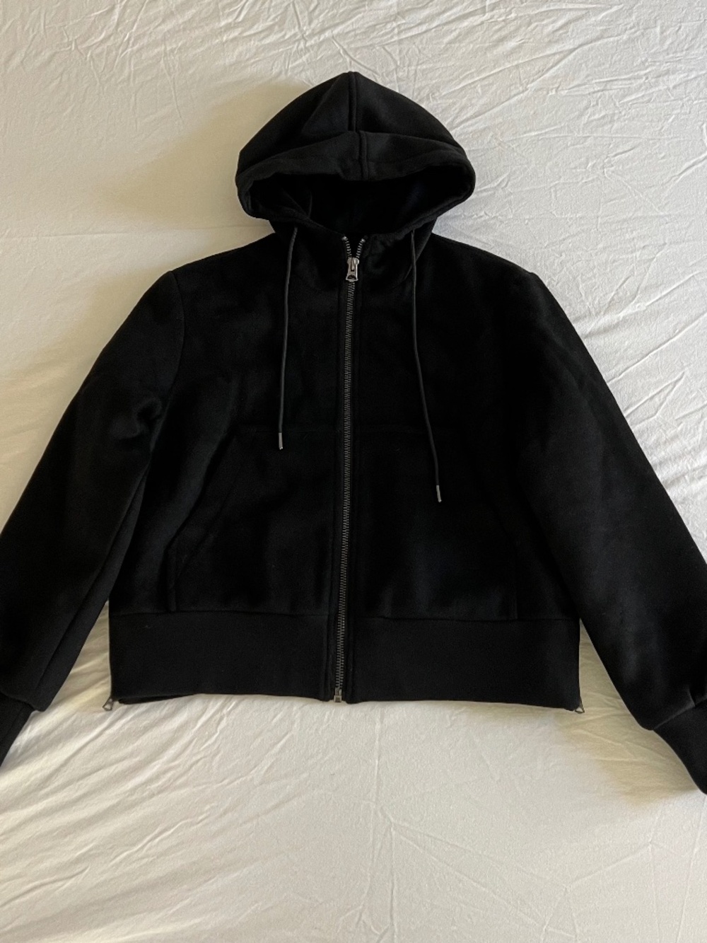 NWT Hudson Jeans Hooded Full Zip Jacket wool blend size medium in black